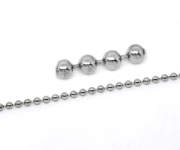 10 meters (over 32 feet) SILVER TONE Metal Ball Chain 2.4mm fch0029