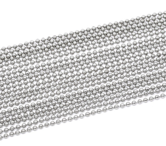 10 meters (over 32 feet) SILVER TONE Metal Ball Chain 2.4mm fch0029