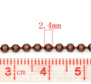 10 meters (over 32 feet) COPPER TONE Metal Ball Chain 2.4mm  fch0128