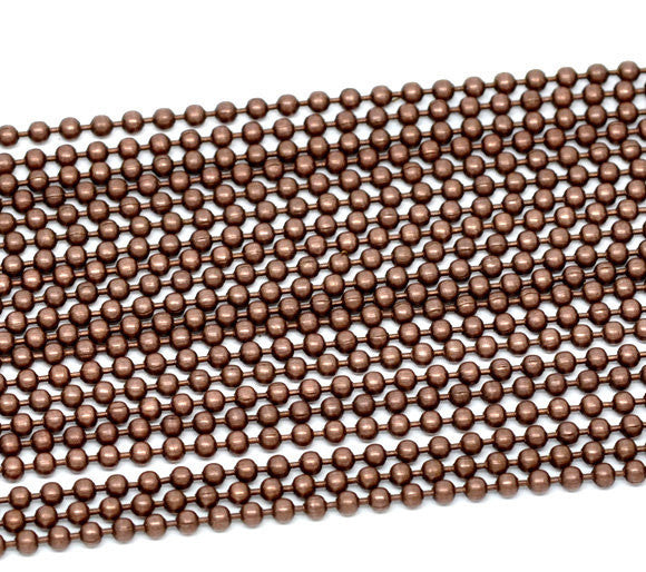 10 meters (over 32 feet) COPPER TONE Metal Ball Chain 2.4mm  fch0128