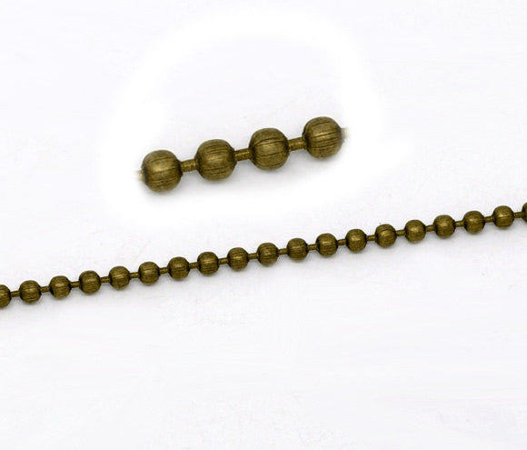 10 meters (over 32 feet) ANTIQUED BRONZE TONE Metal Ball Chain 2.4mm fch0132