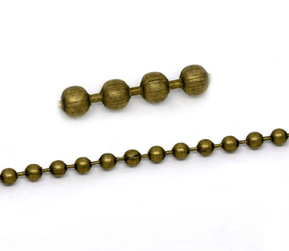 10 meters (over 32 feet) ANTIQUED BRONZE TONE Metal Ball Chain 3.2mm fch0131