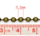 10 meters (over 32 feet) ANTIQUED BRONZE TONE Metal Ball Chain 3.2mm fch0131
