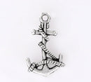 12  Silver Tone Small ANCHOR Charms Pendants . chs0190