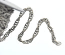 1 yard (3 feet) GUNMETAL Metal Triple Link Chain . Hammered, fch0394