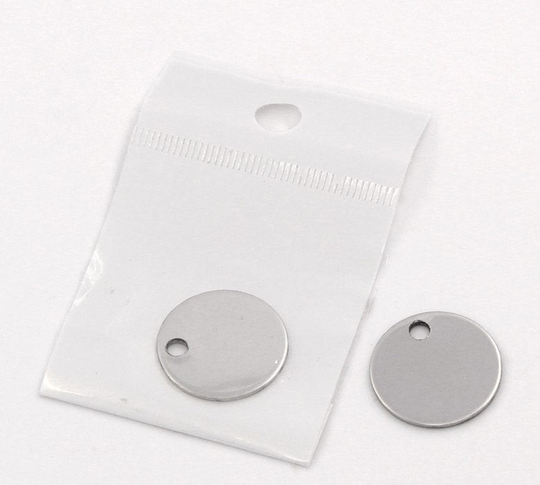 10 Medium Stainless Steel Metal Stamping Blanks Charms ( 20mm, 3/4" ), ROUND DISC Tags, 18 gauge MSB0006