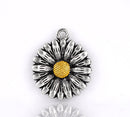 25 Two-tone SUNFLOWER Charm Pendants, bulk package, chs0779b