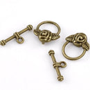 Antique Bronze Metal Toggle Clasps  ROSE FLOWER  5 sets fcl0064