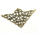 20 Brass Vintage Style Filigree Flat Metal Findings, Triangle Filigree, FIL0018a