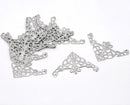 50 Brass SILVER Vintage Style Filigree Flat Metal Findings  Bulk package  FIL0017
