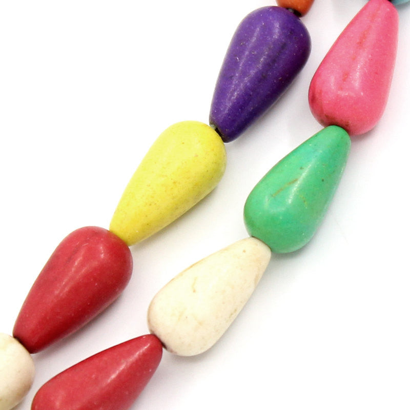 1 strand Howlite TEARDROP Beads, mixed rainbow colors  HOW0105