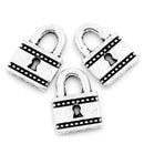 10 Antiqued Silver Tone FANCY KEY Lock Charm Pendants . chs0085