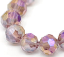1 Strand (about 95 Beads) Pastel Purple AB Faceted Round Crystal Glass Beads  4mm  bgl0524