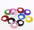 10 Painted Wood FILIGREE OPEN Circle Pendants . Mixed colors cho0067