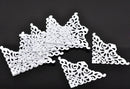 30 WHITE Vintage Style Filigree Flat Metal Findings  Bulk package  fil0036
