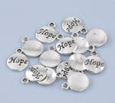 10 Round Circle HOPE Pewter Charm Pendants chs0233