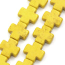 1 strand Howlite Stone Beads YELLOW MALTESE CROSS 15mm how0163