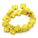 1 strand Howlite Stone Beads YELLOW MALTESE CROSS 15mm how0163