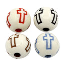 200 bulk pkg Acrylic Round BUBBLEGUM Beads, MULTICOLORED CROSS  8mm  bac0060b