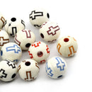 200 bulk pkg Acrylic Round BUBBLEGUM Beads, MULTICOLORED CROSS  8mm  bac0060b