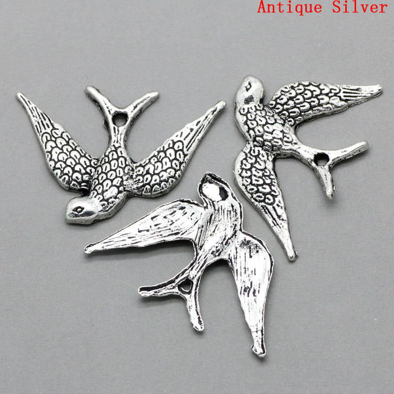 10 Silver Pewter DOVE BIRD Charm Pendants chs0734