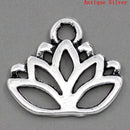 10 Silver Pewter LOTUS FLOWER Charm Pendants, 17x14mm, chs0752