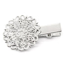 20 Filigree Hair Clips Blanks, Bulk Pack Silver Filigree Metal CIRCLE Alligator Clips, great for embellishing  fin0005