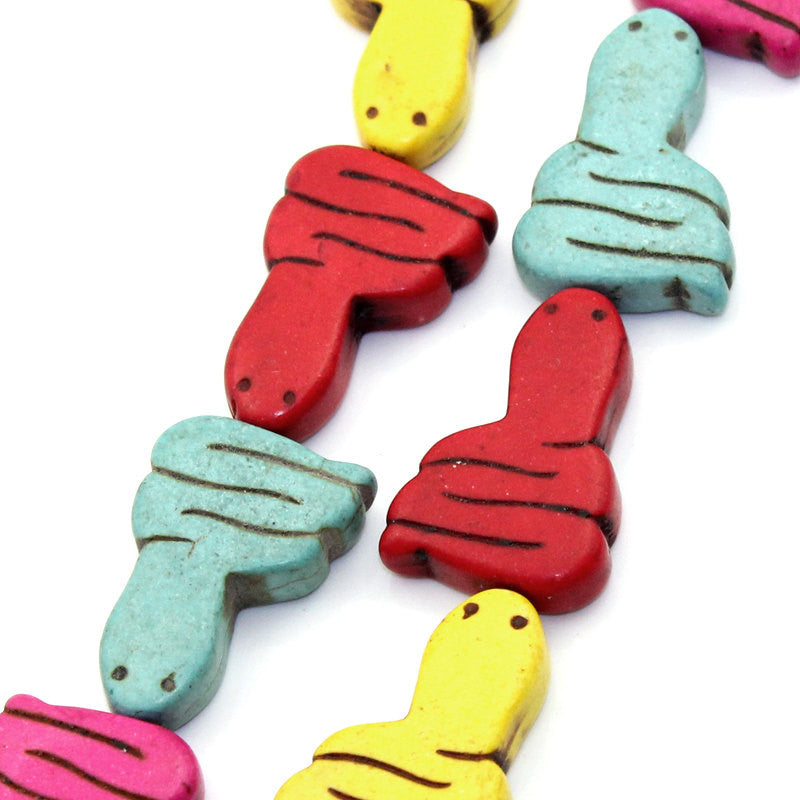1 strand Howlite SNAKE Beads, mixed rainbow colors  HOW0099