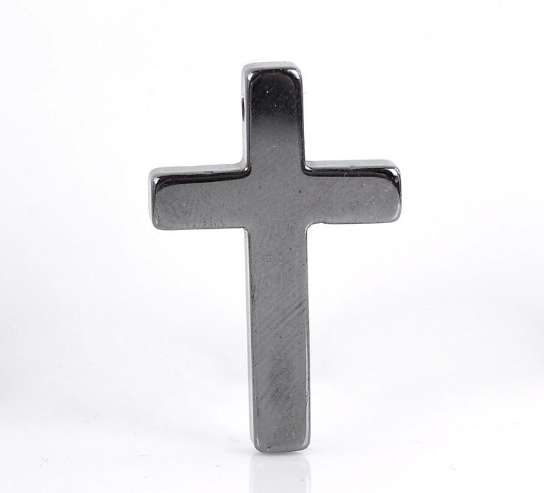 4 Hematite Gemstone Top Drilled CROSS Pendants GHE0002