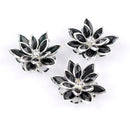2 Rhinestone BLACK 3D FLOWER Connector Link Findings 35mm x 30mm . fin0031