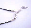 20 JET BLACK Rubber Necklace Cords with Lobster Clasp . 17" long with 2" extender chain  fch0064