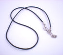 20 JET BLACK Rubber Necklace Cords with Lobster Clasp . 17" long with 2" extender chain  fch0064