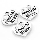 1 Silver Tone Rhinestone " Special Niece " Heart Charm Pendant 16x14mm chs0047