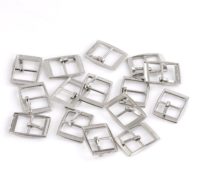 6 Silver Tone Metal Rectangle Belt Buckle Findings fin0158