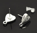 10 Silver Plated HEART POST Earrings with Loops (5 pairs)   fin0308