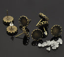 200 Antiqued Bronze Metal FILIGREE POST Bezel Earrings for 12mm Round Cabochons  (100 pairs) bulk package, fin0009b
