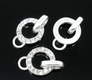 3 Rhinestone CONNECTOR Pendant Charm Holders, silver plated metal base and clear crystals   chs1030