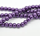 8mm DARK ROYAL PURPLE Round Glass Pearls  50 beads  bgl0446