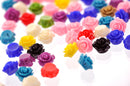 50 Tiny Resin Rose Beads or Cabochons  10mm diameter  . mixed colors cab0252