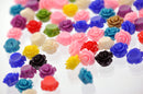 50 Tiny Resin Rose Beads or Cabochons  10mm diameter  . mixed colors cab0252