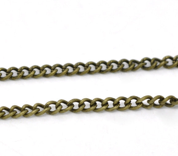 10 meters (32.8 feet) of Antiqued Bronze Curb Link Chain . unsoldered links are 3x2mm fch0092