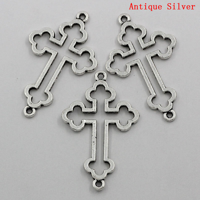 8 Silver Tone Metal Sideways Cross Link Connectors . CHS0323