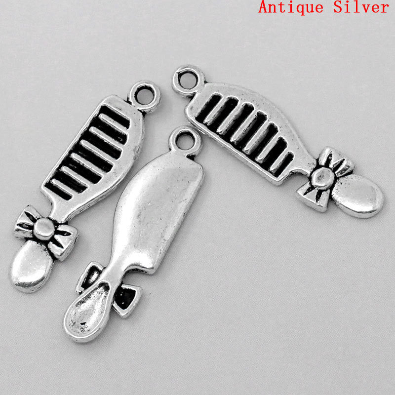 10 Antique Silver FASHION COMB Pendant Charms, chs0682