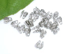 100 Silver Tone Metal Brass Ball Chain End Connectors for 2.4mm ball chain fin0339