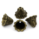 30 Brass FLOWER BEAD CAPS  Dark Gold Bronze fin0130