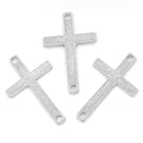 10 Silver Tone Metal Sideways Cross Charm Connectors . CHS0330