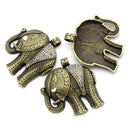 1 Large Rhinestone ELEPHANT Pendant . bronze tone metal, clear crystals.    CHB0142
