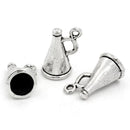 10 Silver Metal CHEER MEGAPHONE Charms or Pendants . chs0359