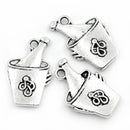 10 Fancy Silver Tone Metal WINE BOTTLE and Ice Bucket . Charm Pendants chs0638
