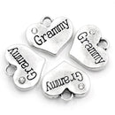 1 Silver Tone Rhinestone " Grammy " Heart Charm Pendant 16x14mm (5/8"x1/2"). Chs0868